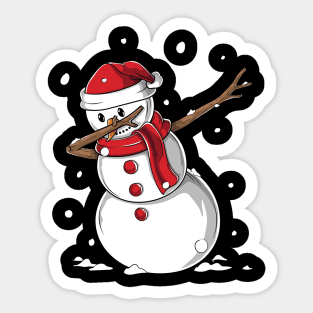 Dabbing Snowman Santa Hat - Funny Christmas Gift Sticker